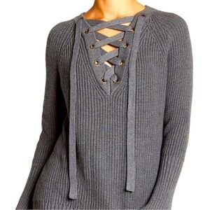 BLVD Gray Sweater With Grommets & Flared Sleeves (M/L)